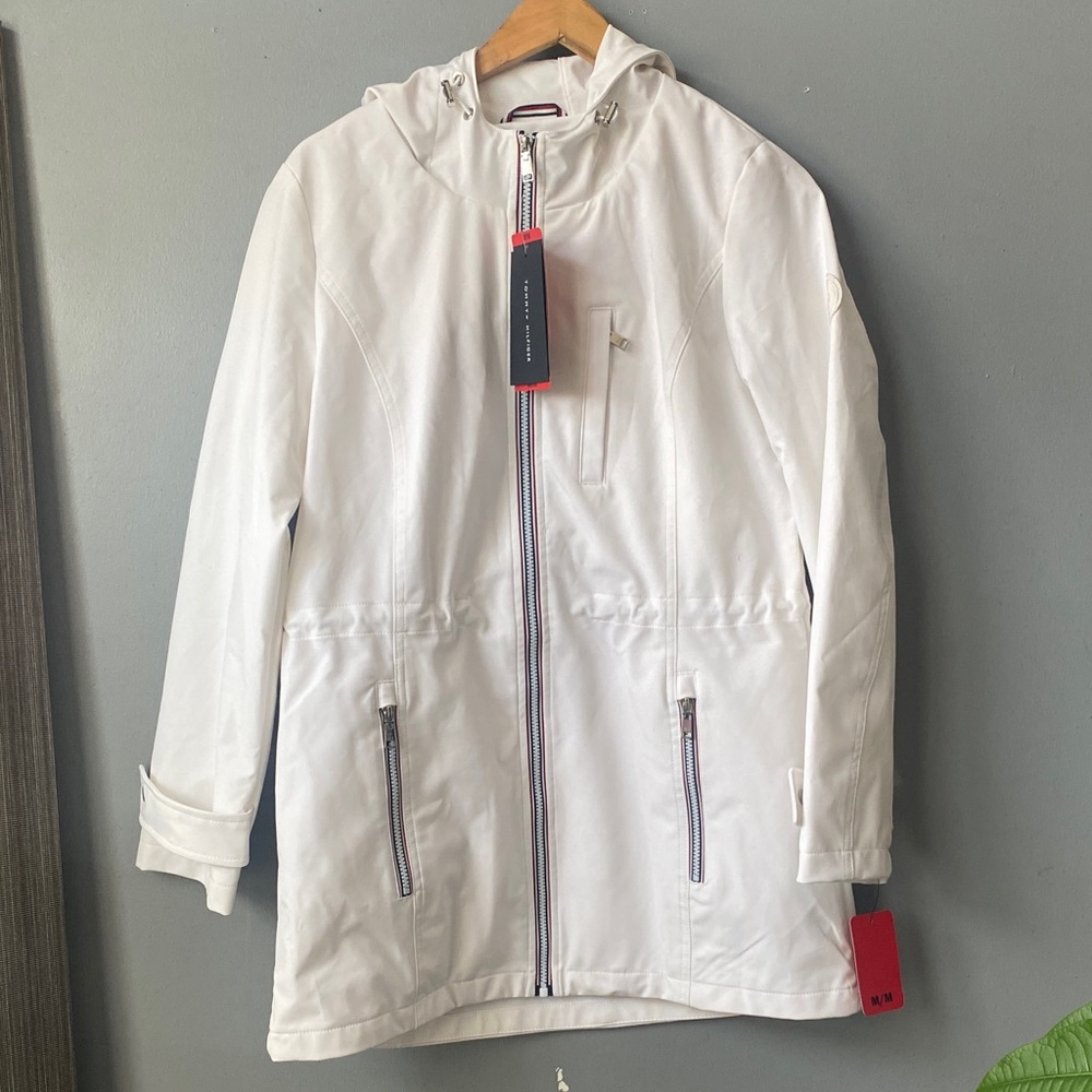 Tommy Hilfiger Classic White Hooded Windbreaker Jacket